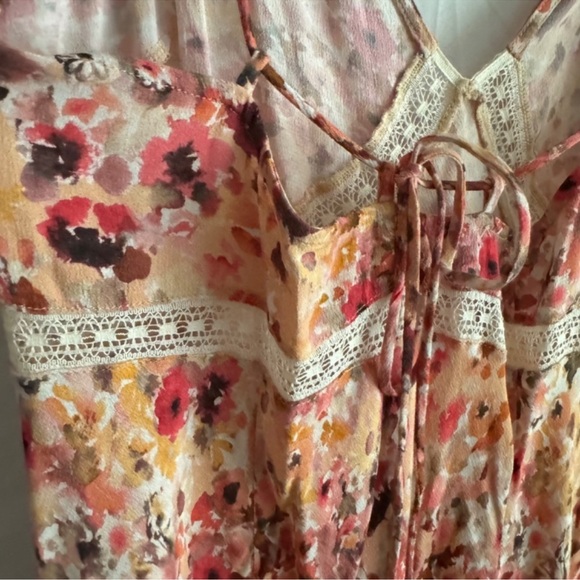 Favorite Daughter The Blackberry Pink Orange Floral Plunge Neckline Dress XL NEW - Picture 12 of 15